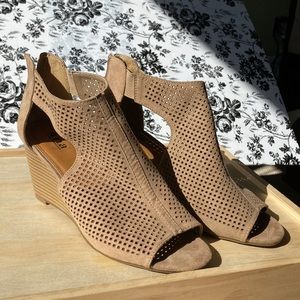 a.n.a Tan Perforated Wedge Sandals